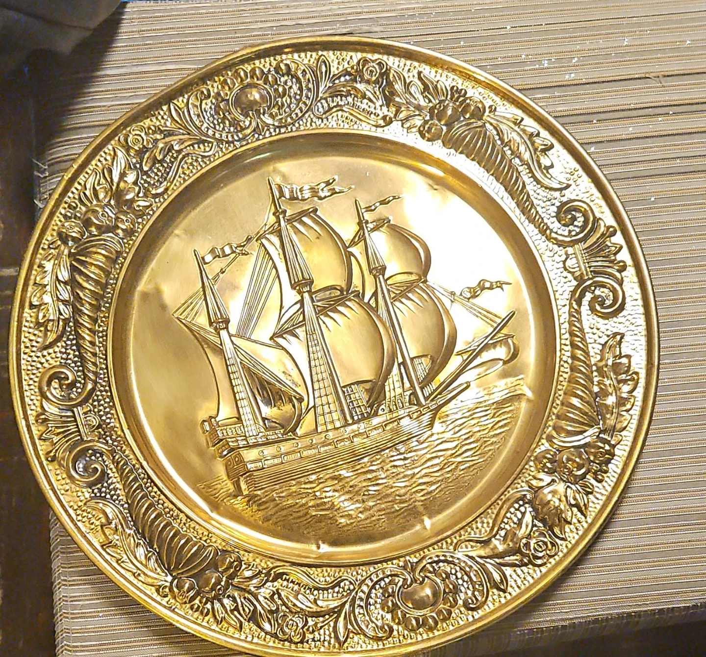 Embossed Brass Ship Plate