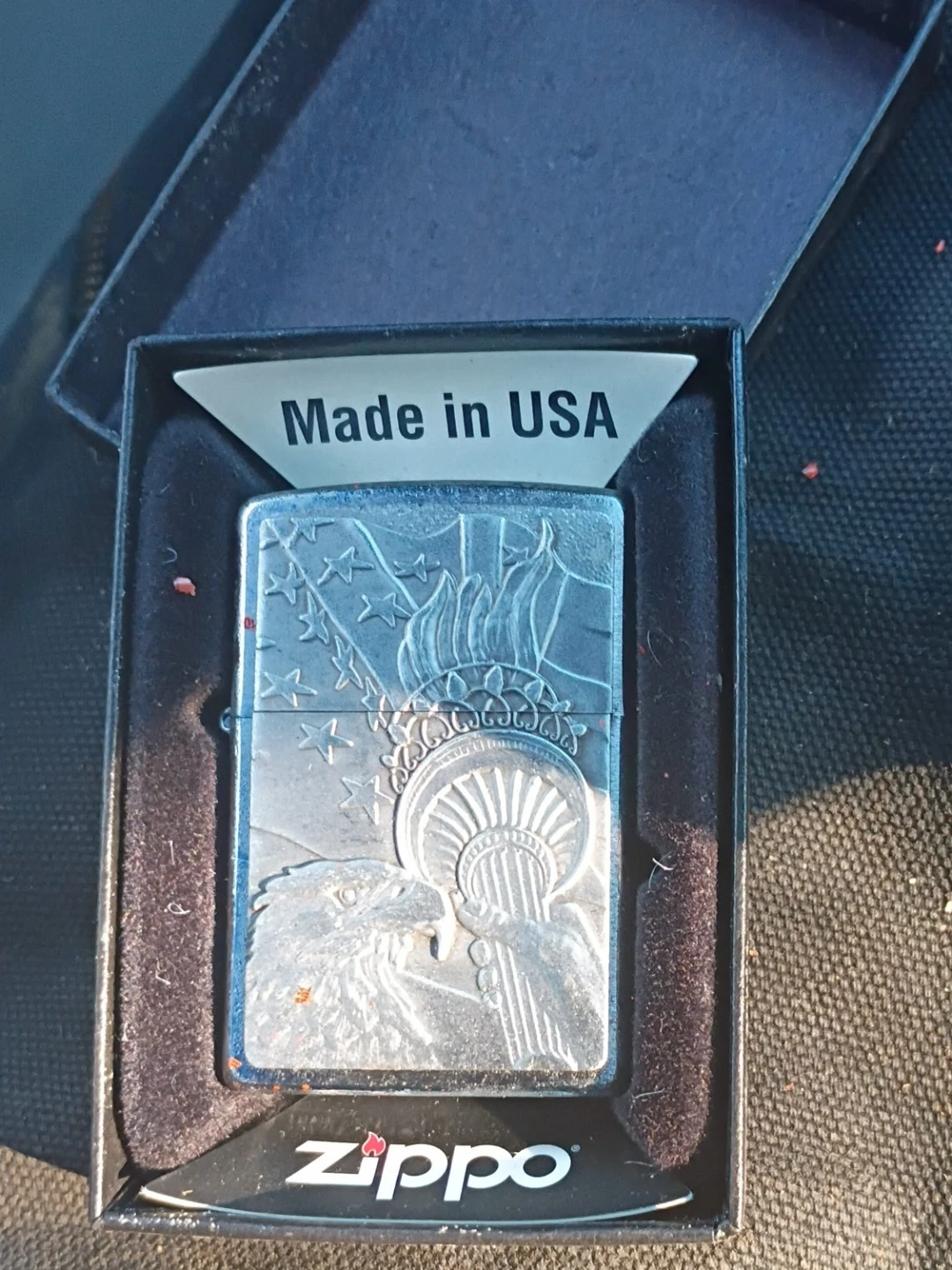 Zippo Lighter with Statue of Liberty and Eagle Design