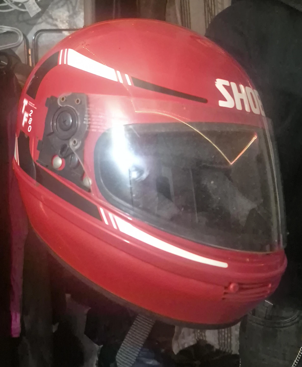 Red SHOEI Motorcycle Helmet T280