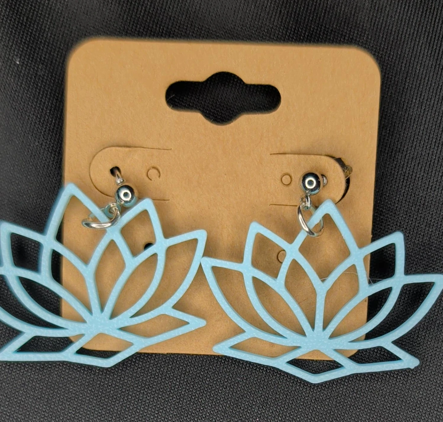 Light Blue Lotus Flower Earrings