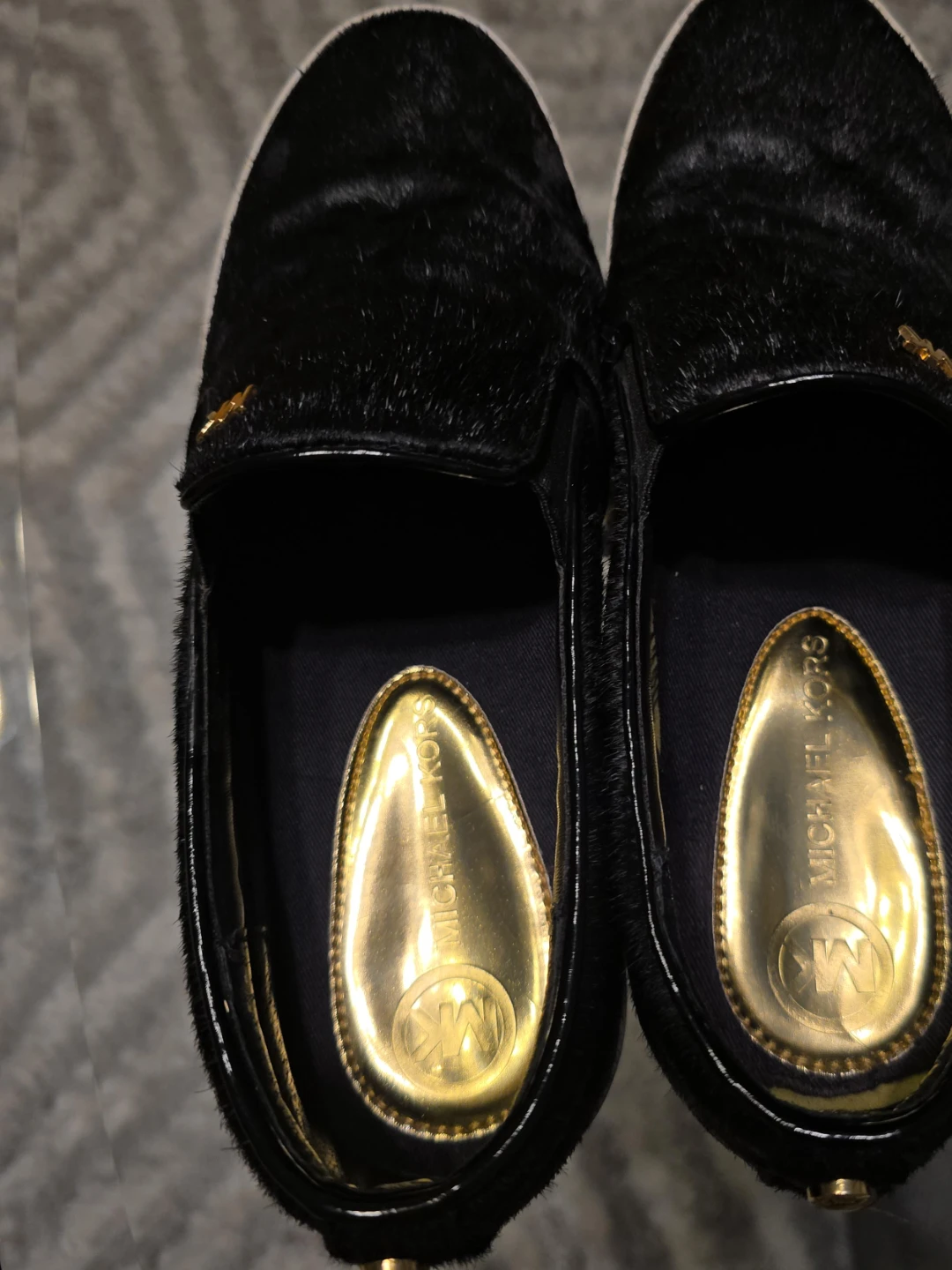 Michael Kors Black Fur Slip-On Sneakers