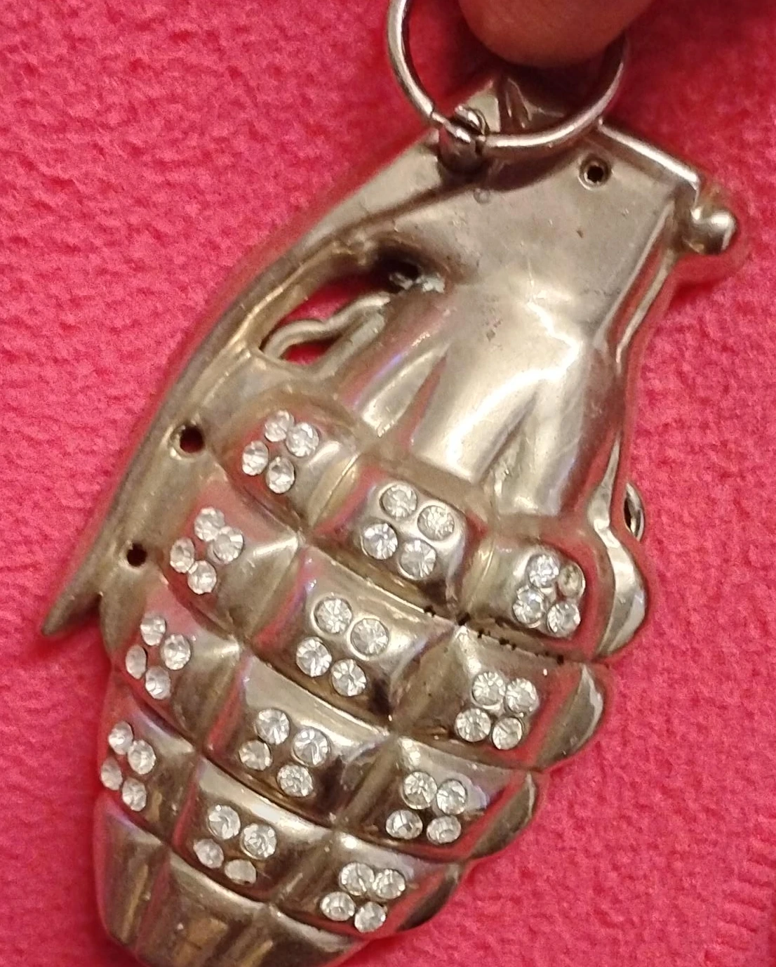 Rhinestone Grenade Keychain