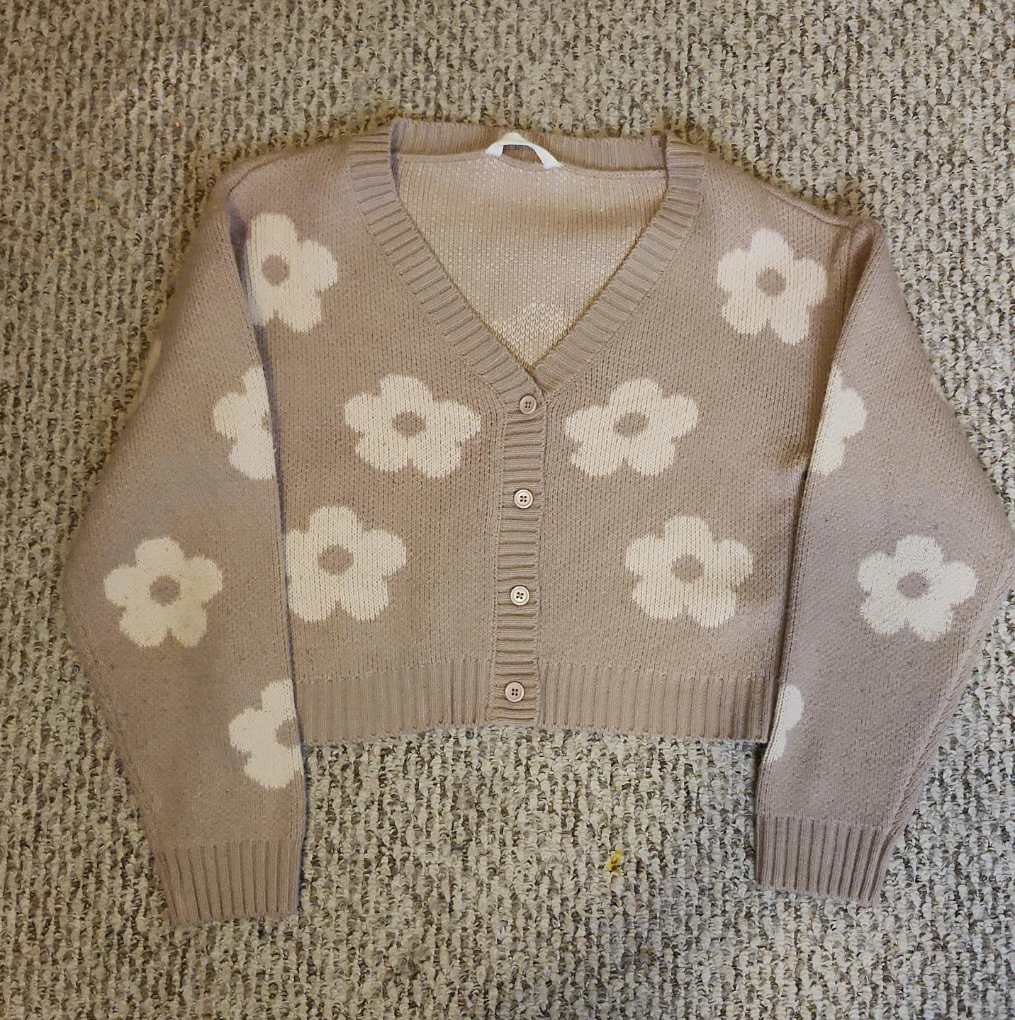 Women's Beige Floral Cardigan