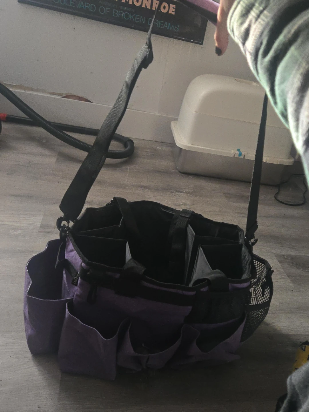 Purple Multi-Pocket Organizer Bag with Strap