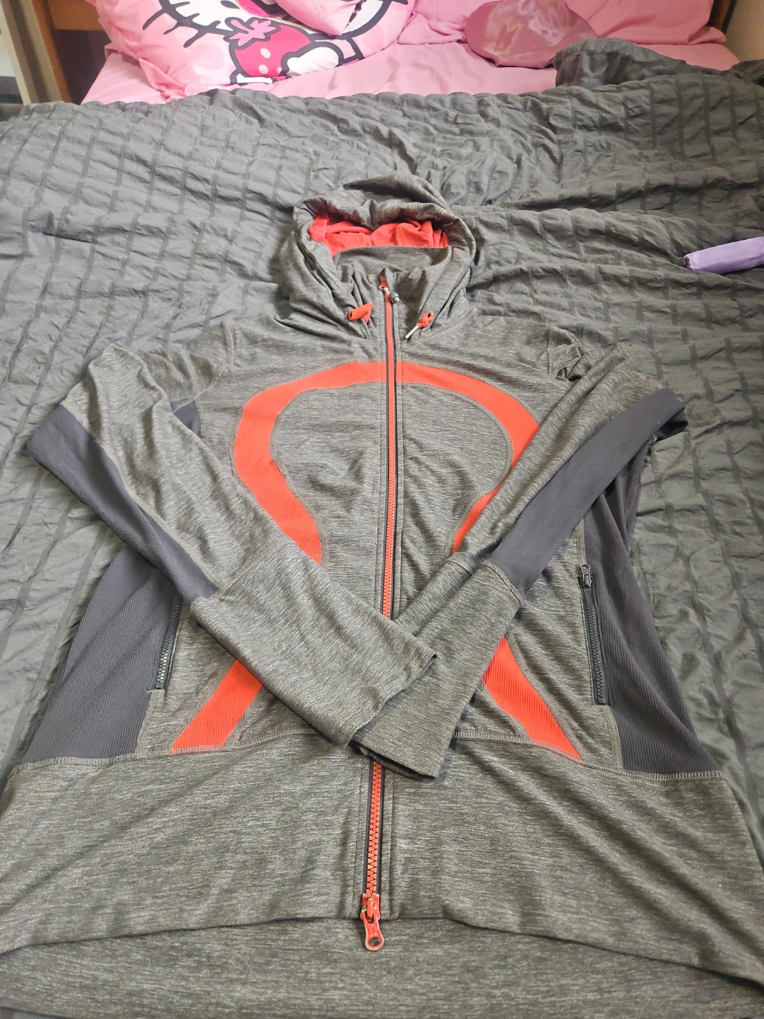 Lululemon Grey Orange Zip-Up Hoodie