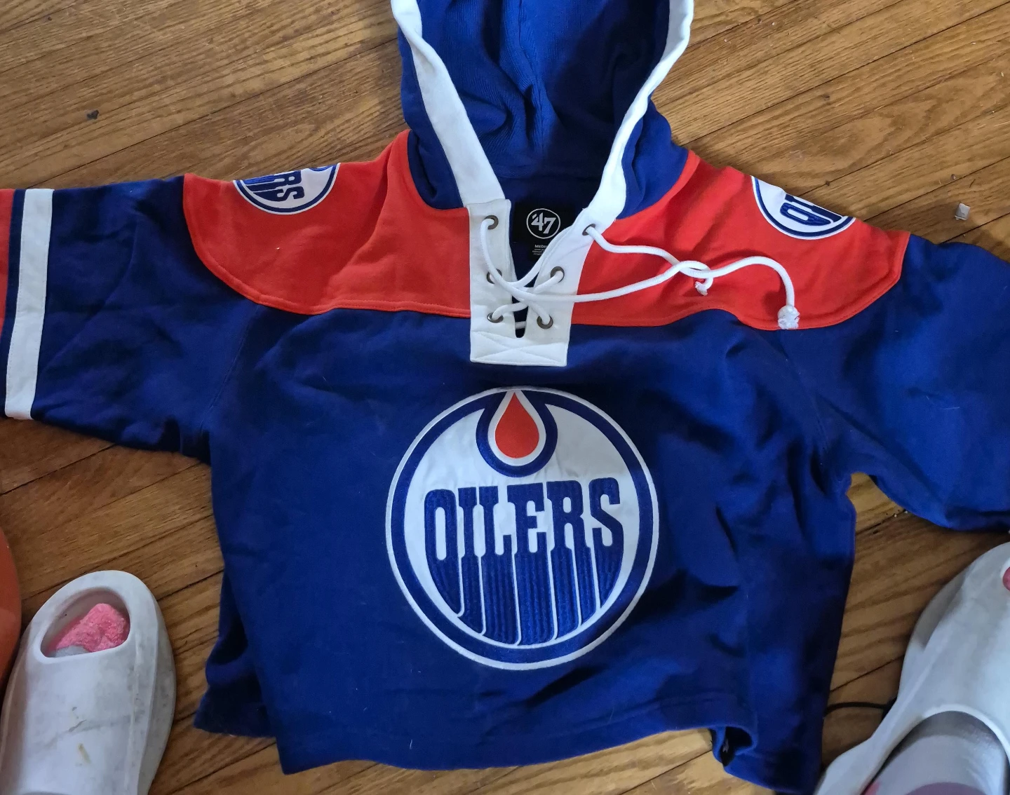 🥕🥕 47 Brand Edmonton Oilers Hockey Crop Top Hoodie Medium - photo 2