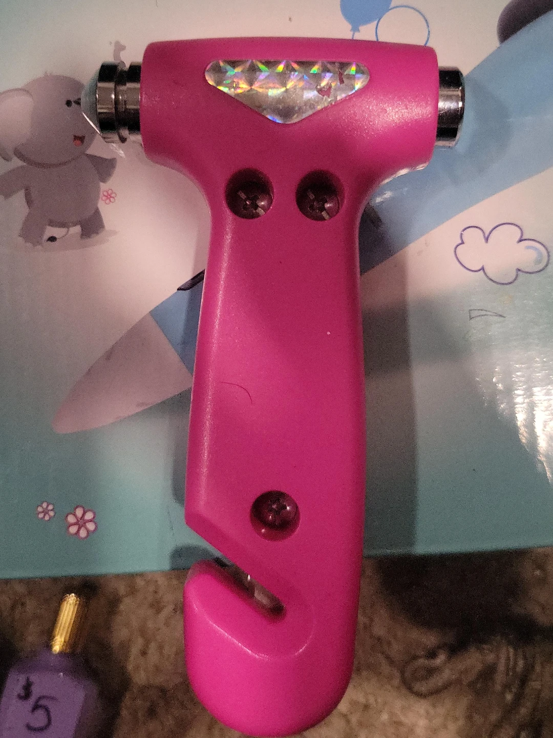 Pink Emergency Car Hammer Seatbelt Cutter Tool