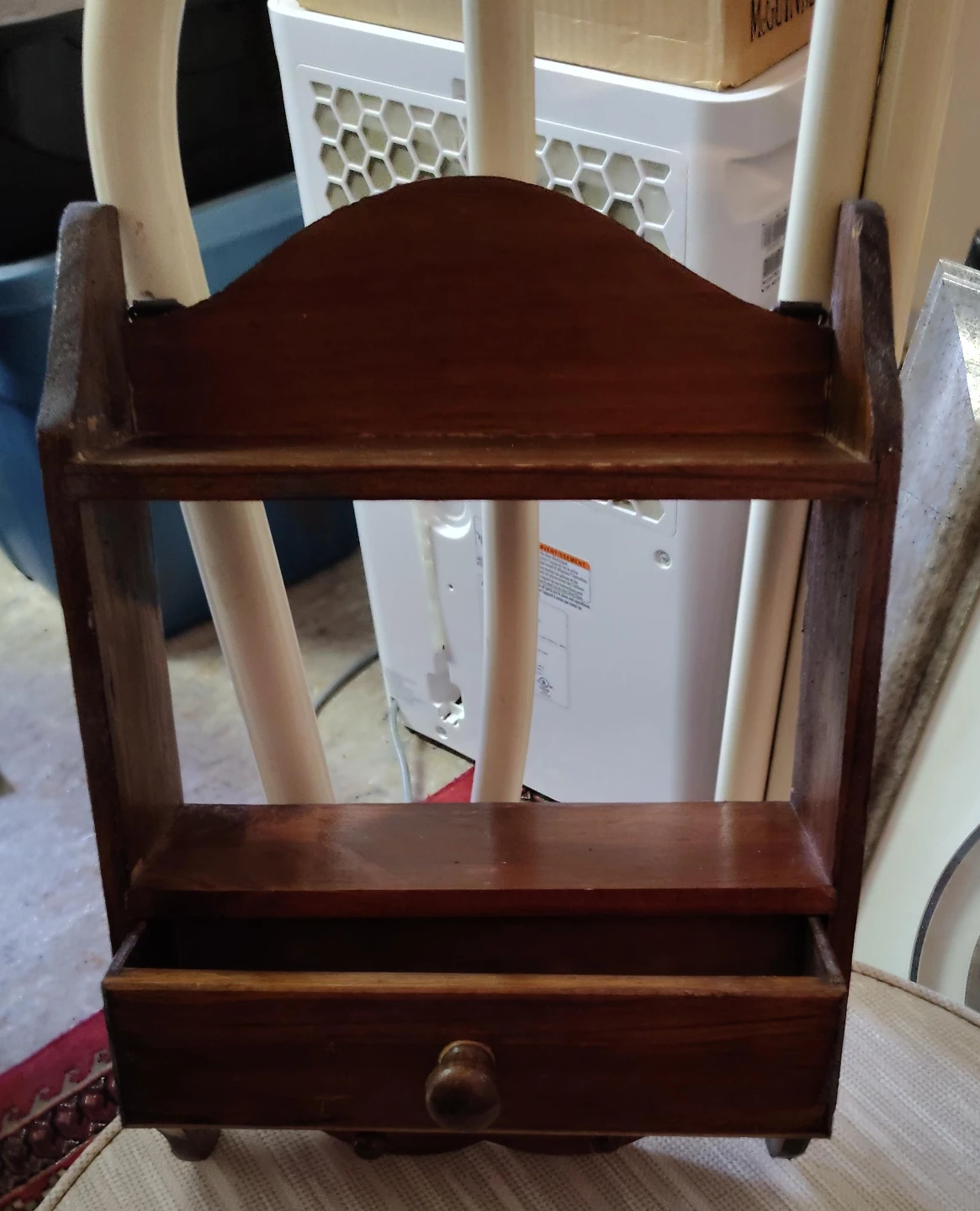 Wooden Wall Shelf with Drawer