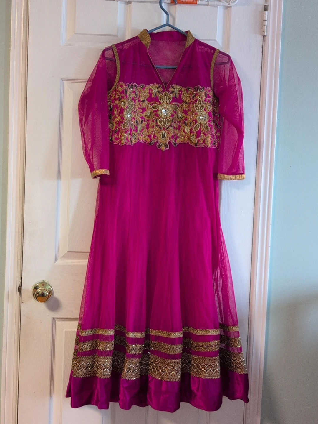 Only top Magenta Embroidered Anarkali Dress
