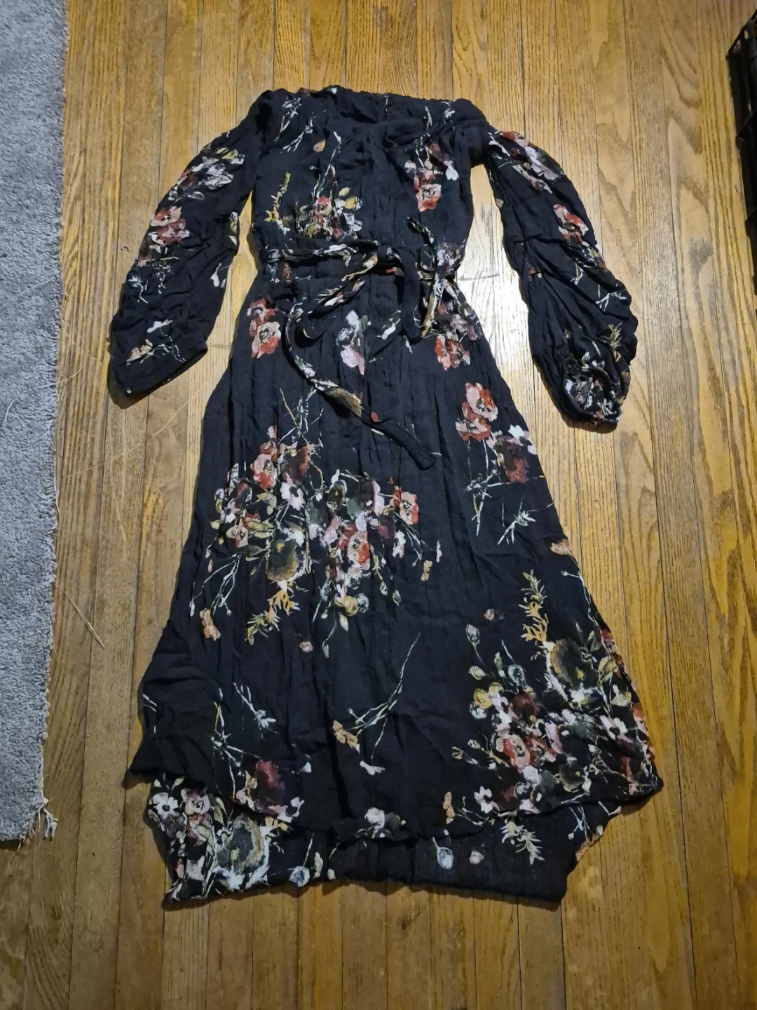 Guess Floral Print Long Sleeve Dress Size S