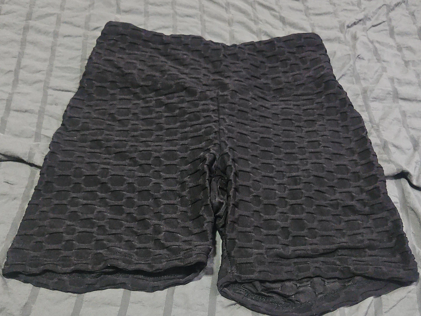 Black Textured Booty Shorts