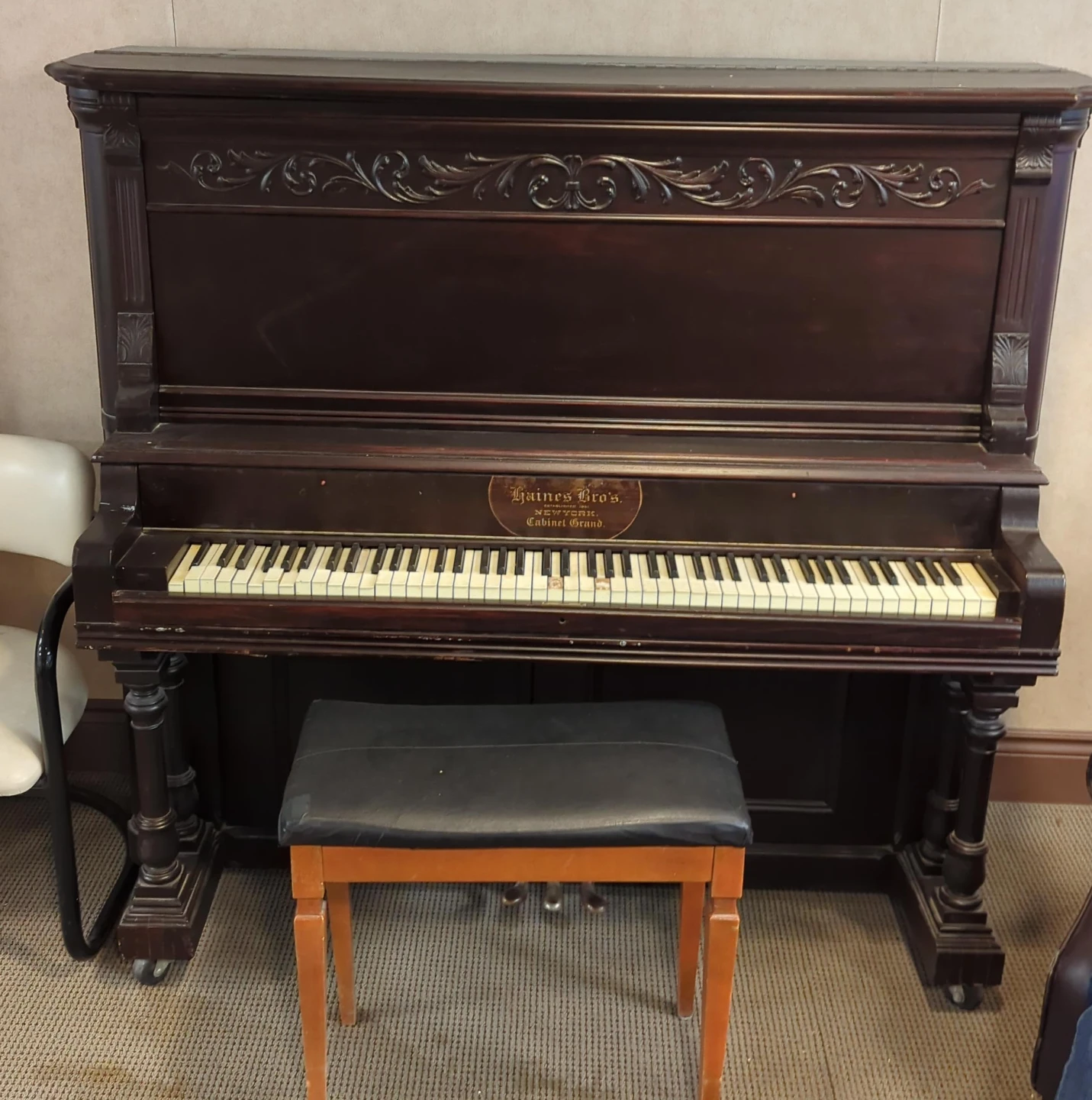 Haines Bros. Cabinet Grand Upright Piano