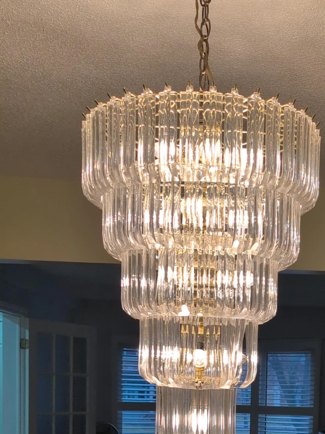 Vintage Multi-Tiered Crystal Chandelier