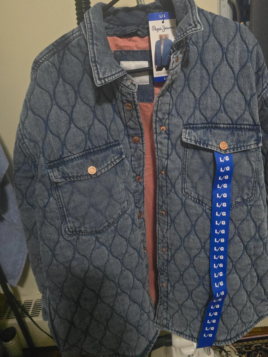 Pepe Jeans Quilted Denim Shirt Jacket L/🥕