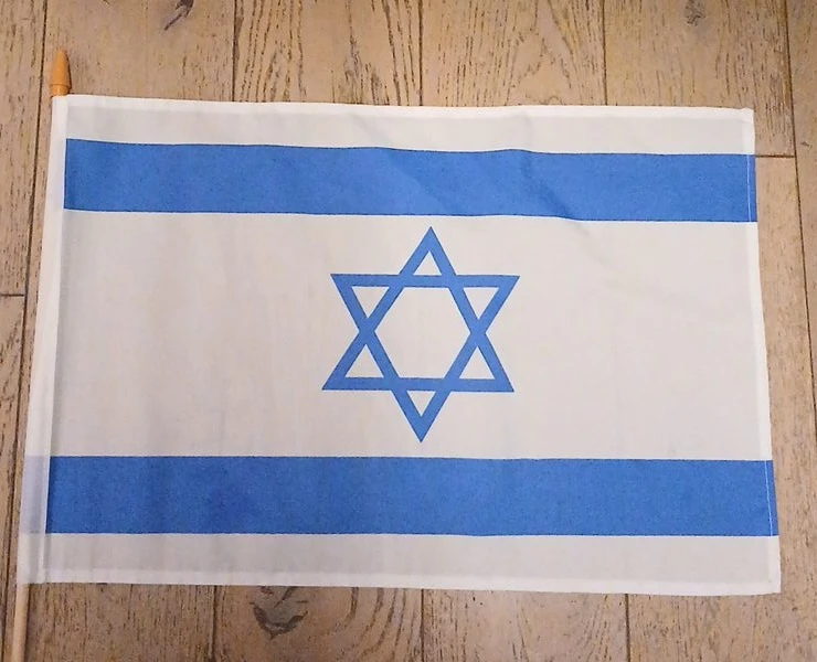Israel Flag with Wooden Stick