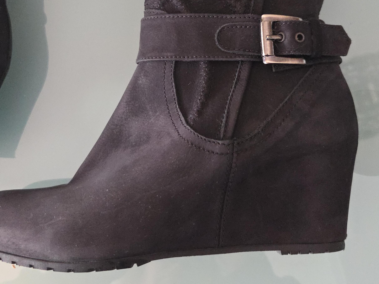 Black Wedge Boots with Buckle Detail