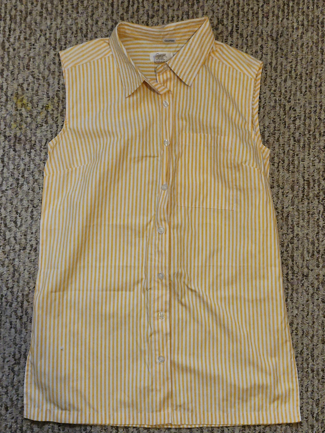 Yellow and White Striped Sleeveless Blouse