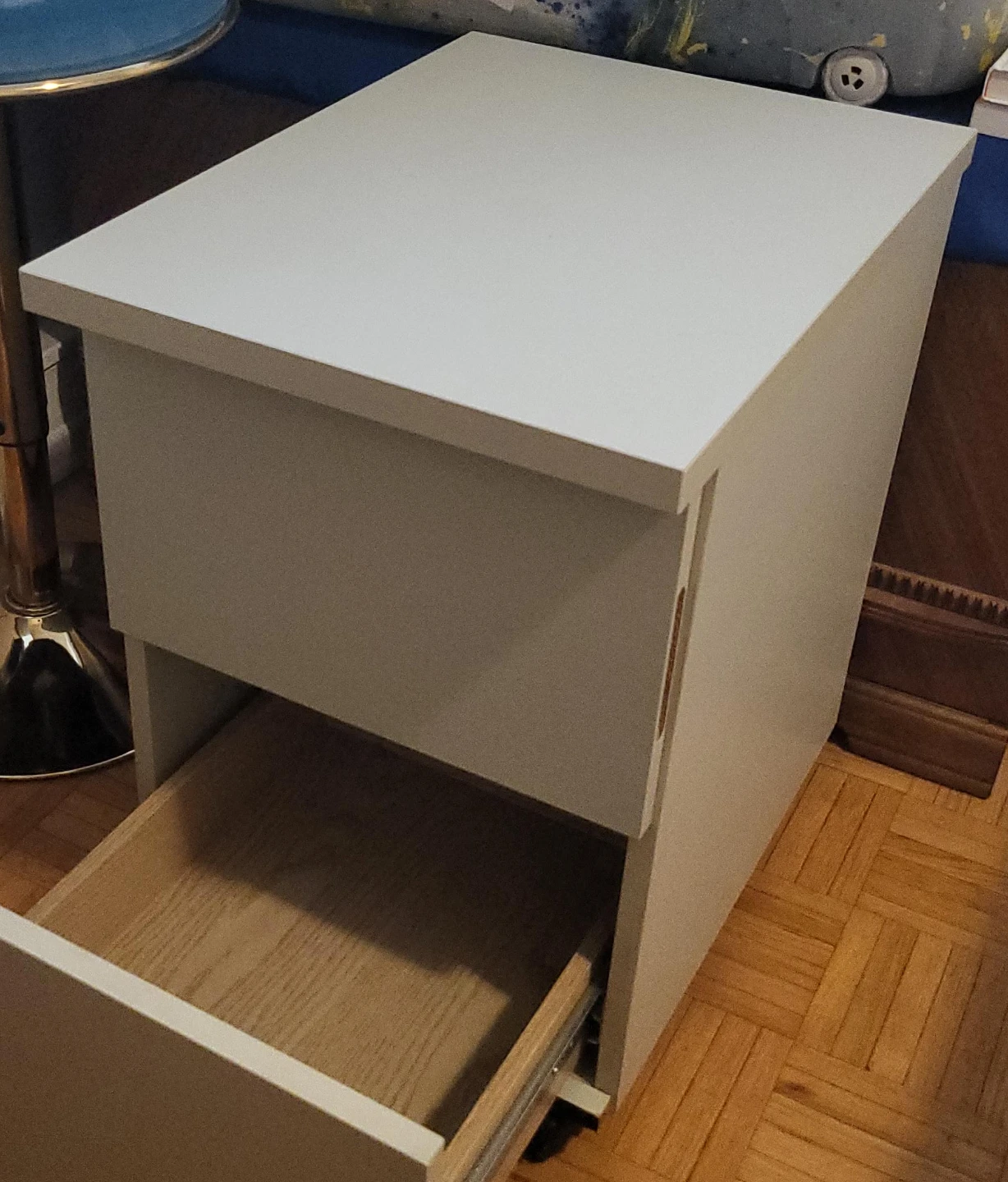 Cream night stand with drawers