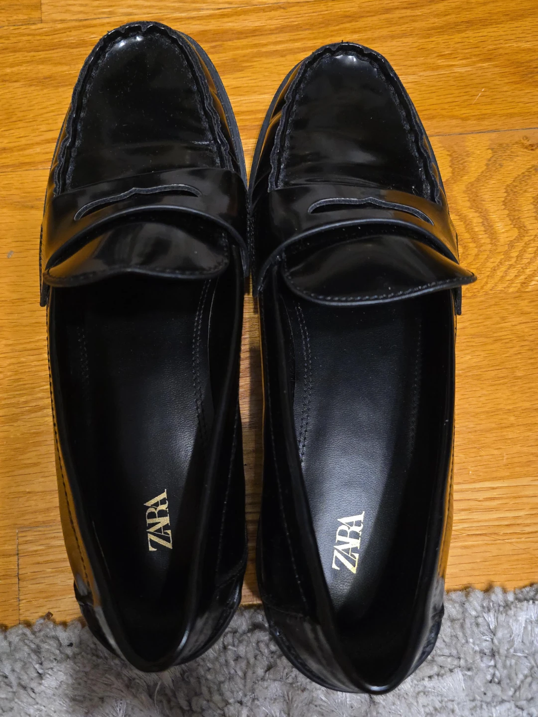 Zara Black Patent Penny Loafers