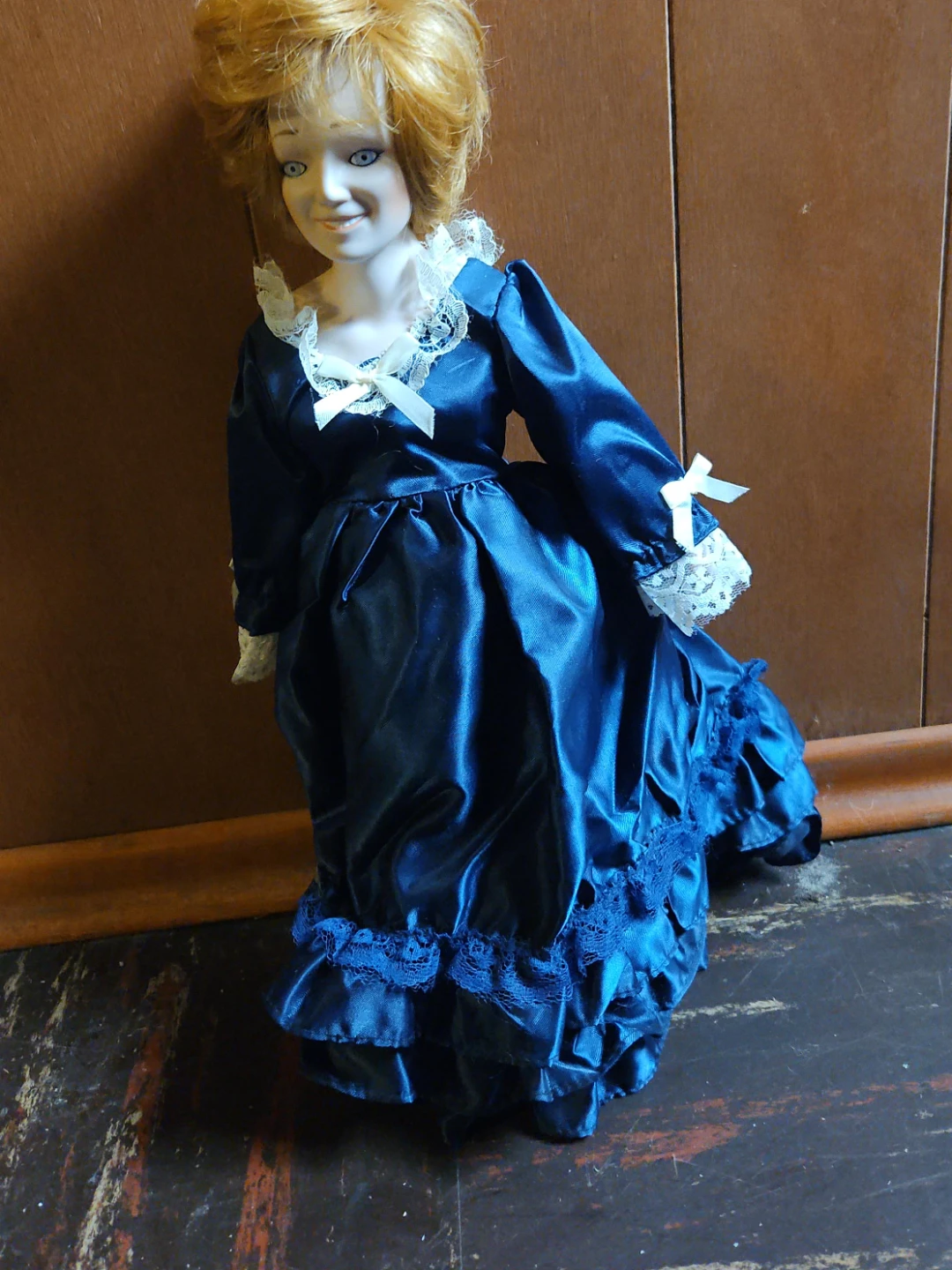 Vintage Ceramic Doll in Blue Gown