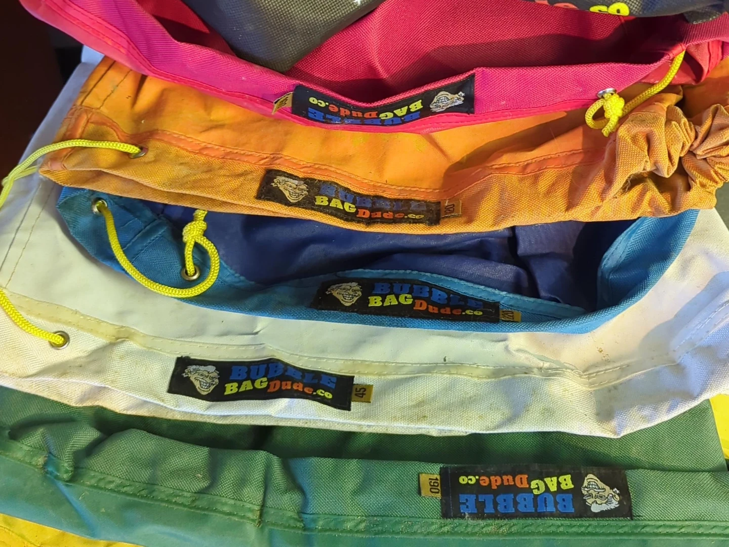 Bubble Bag Dude Drawstring Bags
