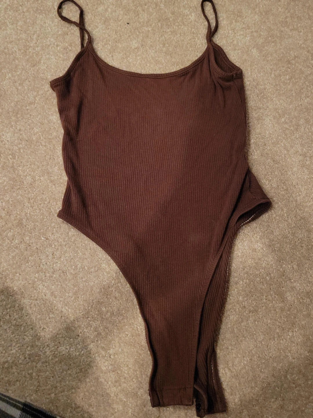 SHEIN Ribbed Bodysuit - Brown