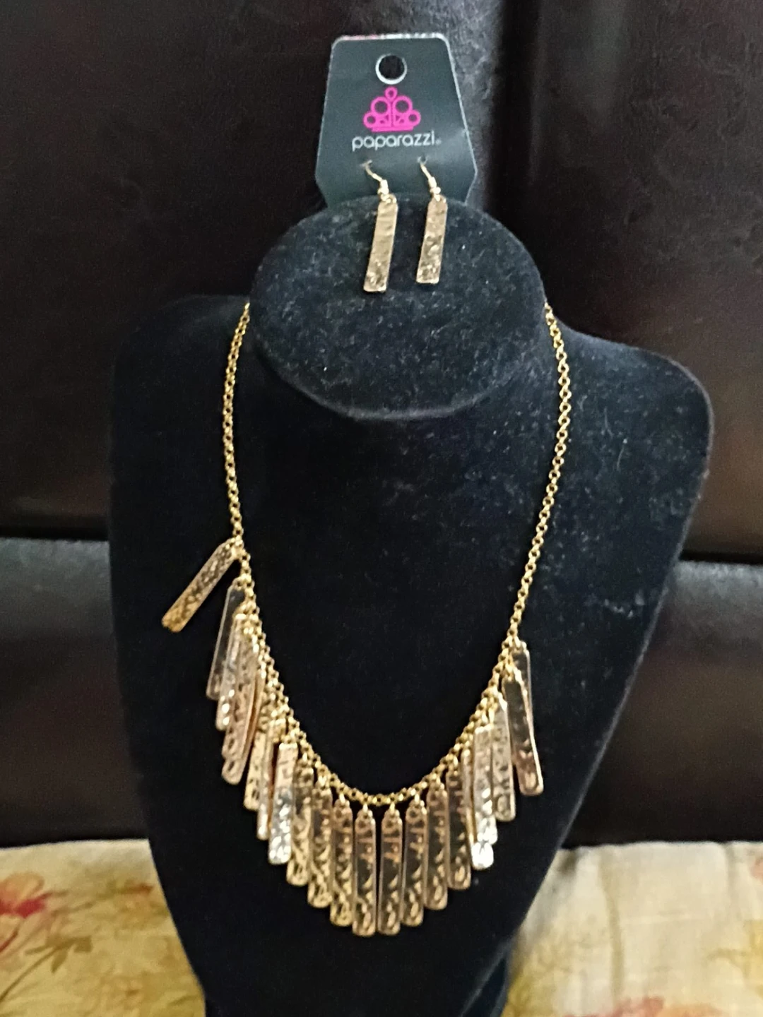 Paparazzi Gold Tone Necklace and Earring Set