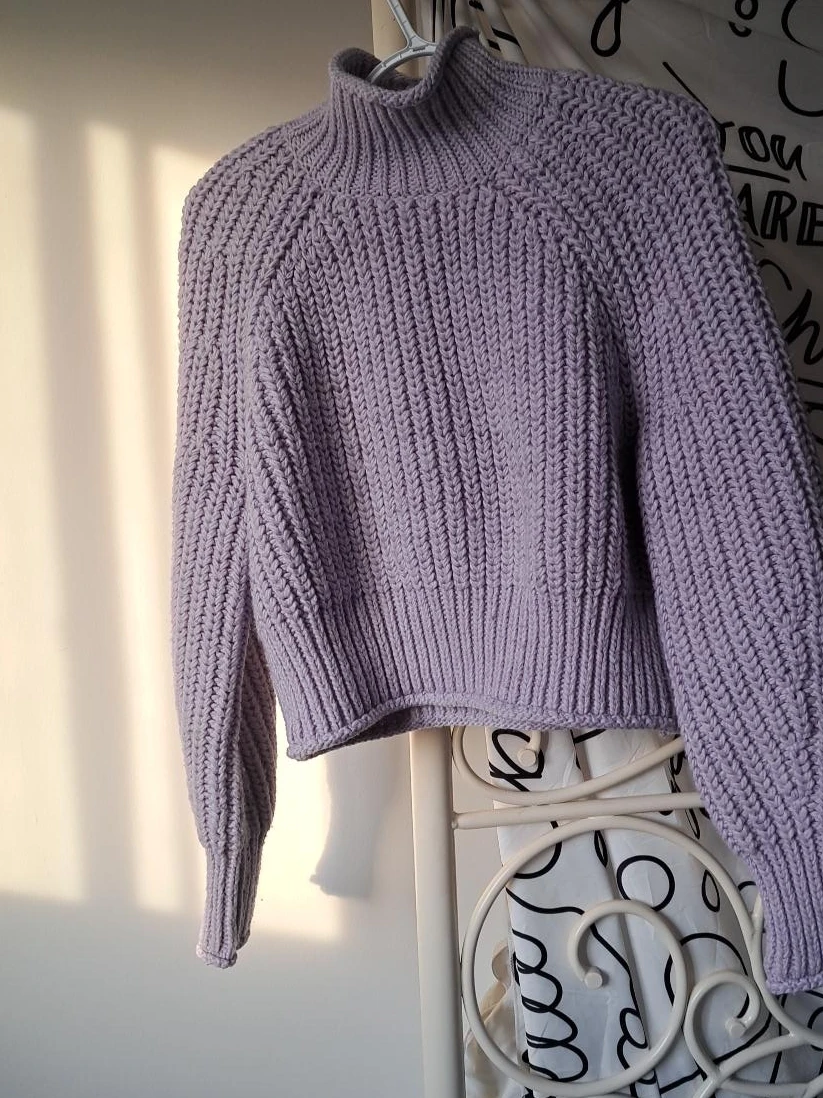 H&M Purple Chunky Knit Mock Neck Sweater Size S - photo 2
