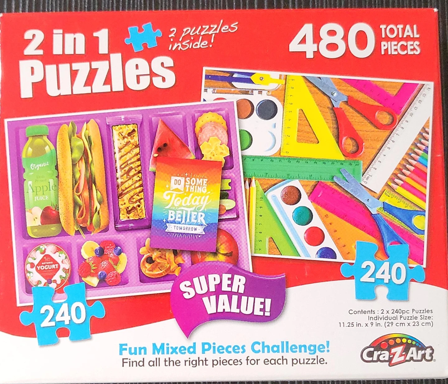 Cra-Z-Art 2 in 1 Puzzles - School Supplies/Lunch
