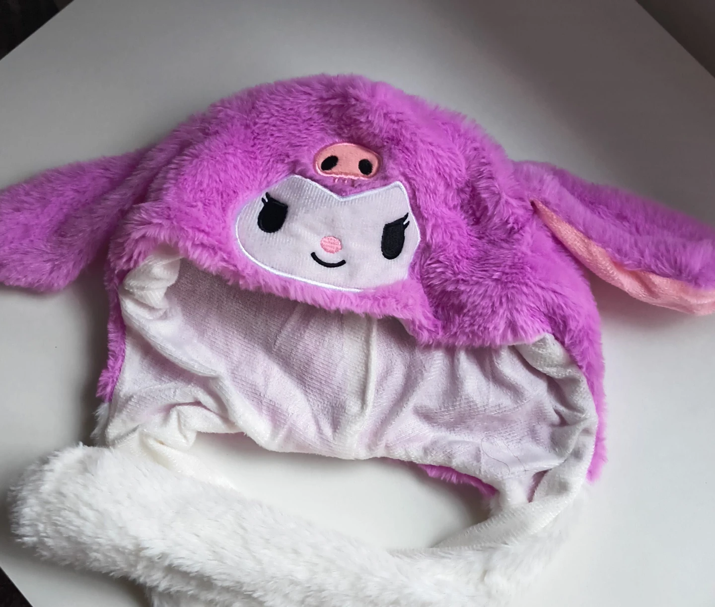 Purple Kuromi Plush Hat with Raising Ears
