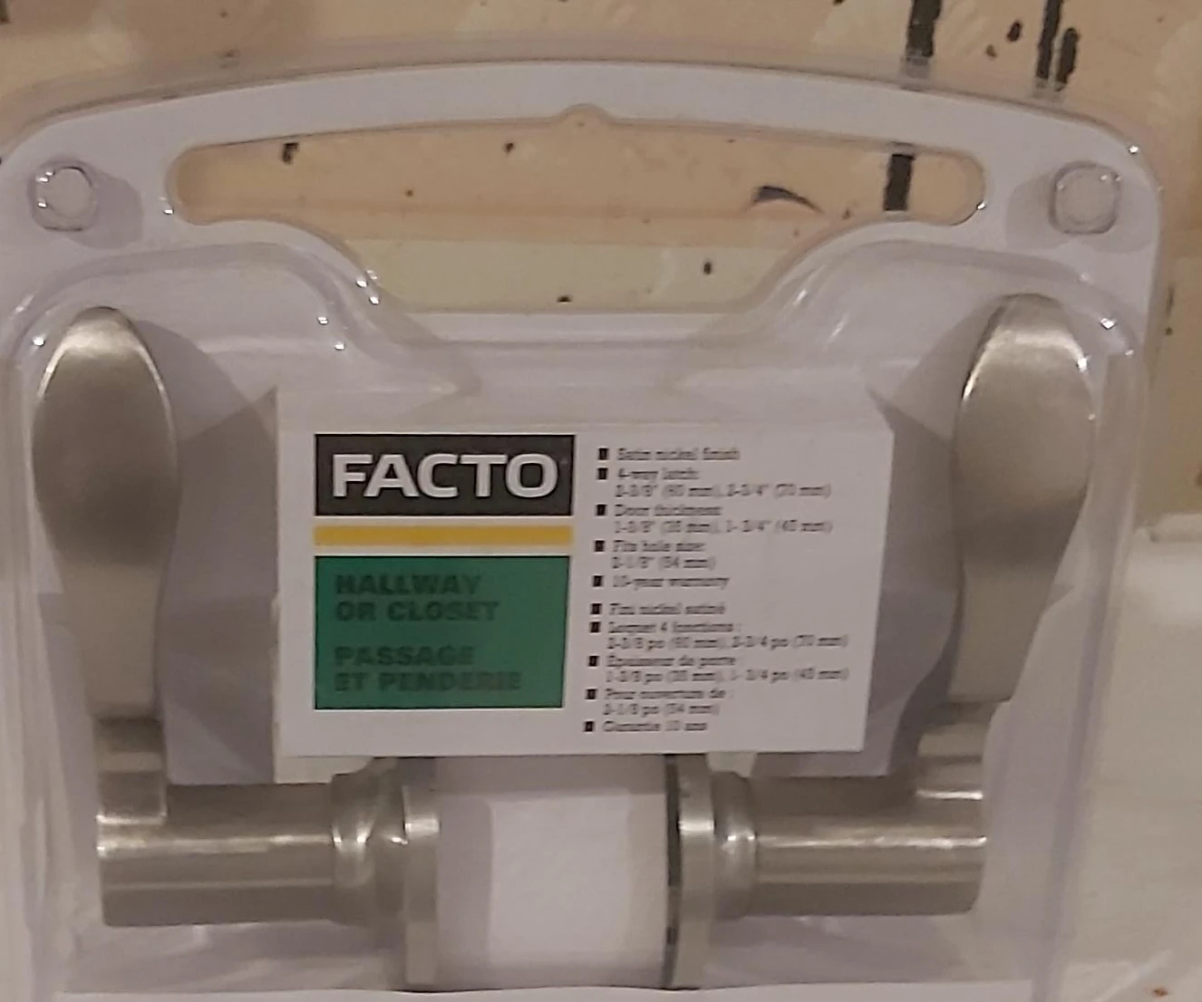 Facto Hallway or Closet Passage Door Levers