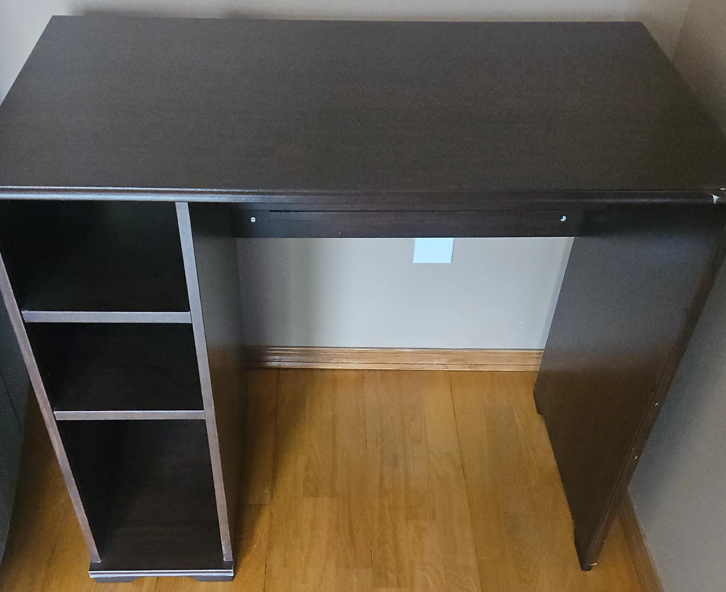 Dark Brown Desk with Shelves