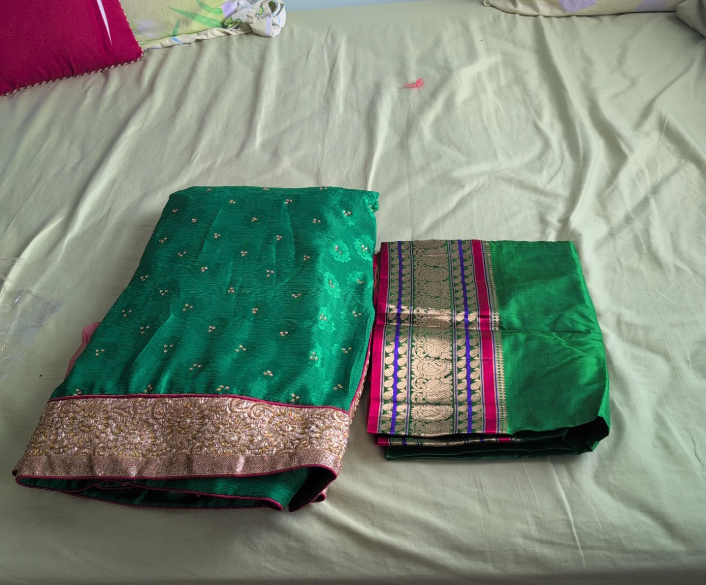 Green and Pink Saree both $50
