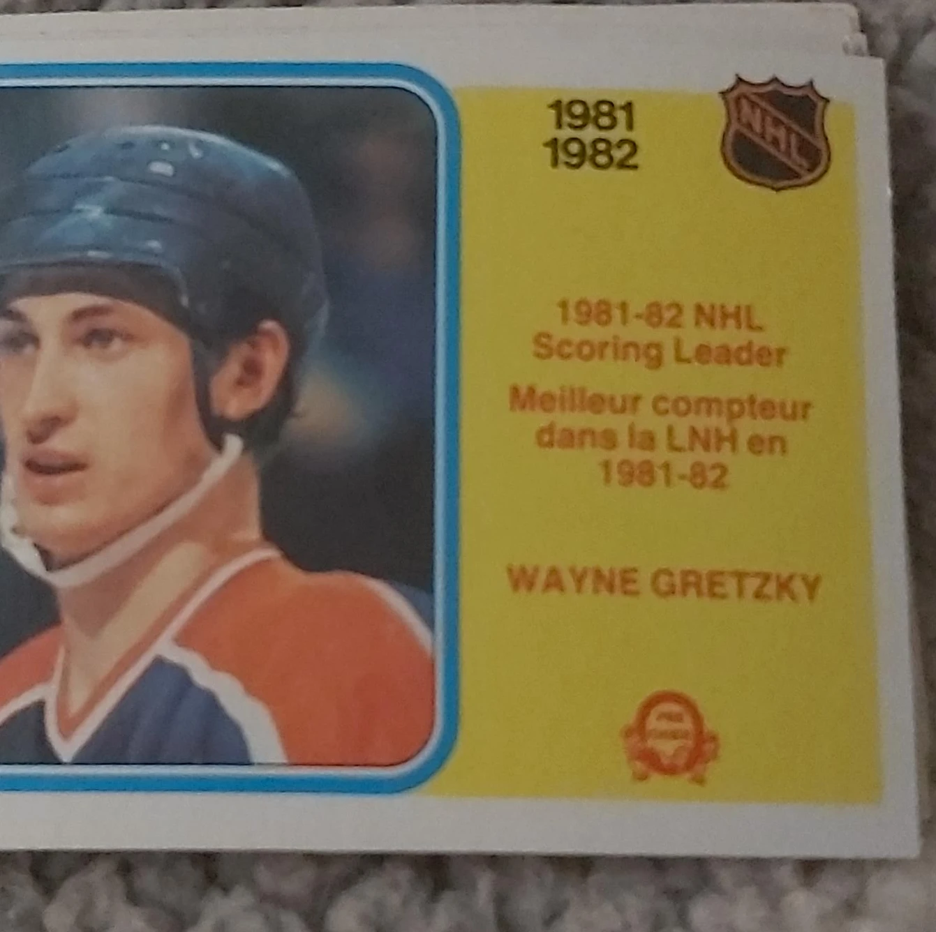 1981-82 NHL Wayne Gretzky Scoring Leader Hockey Card