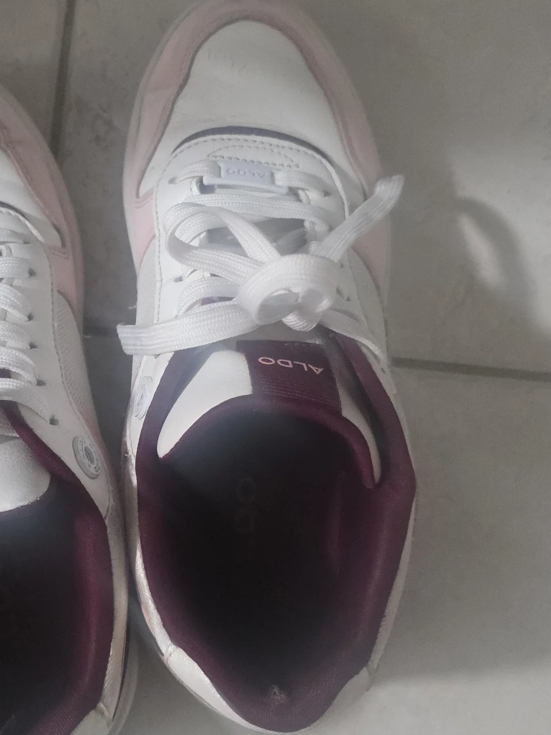 ALDO White and Pink Leather Sneakers