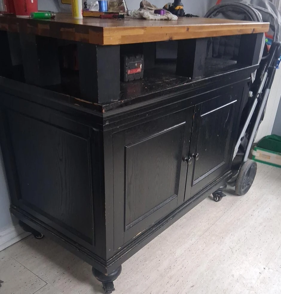 Black Kitchen Island Cart with Butcher Block Top