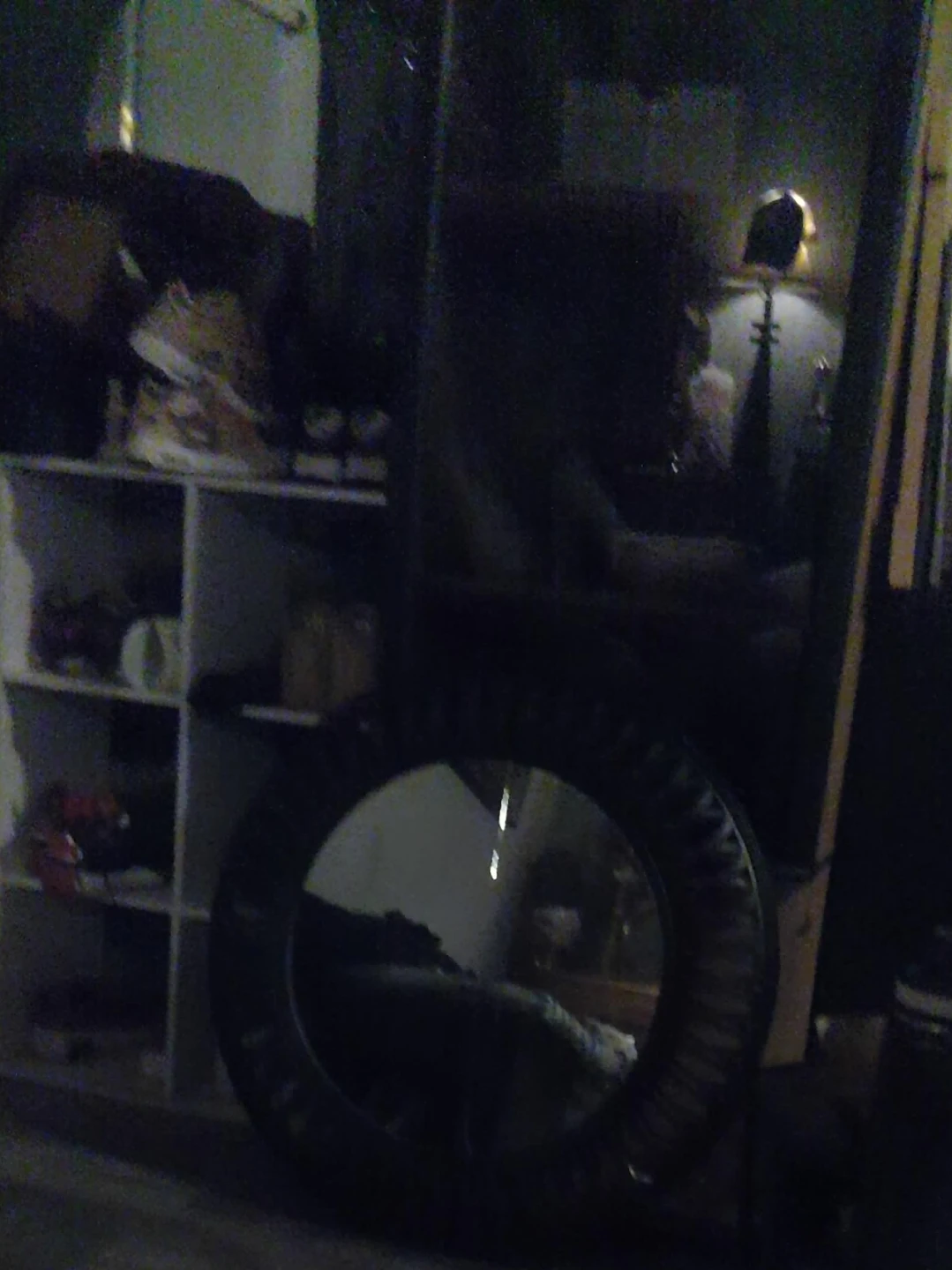 Decorative Round Mirror with Textured Frame