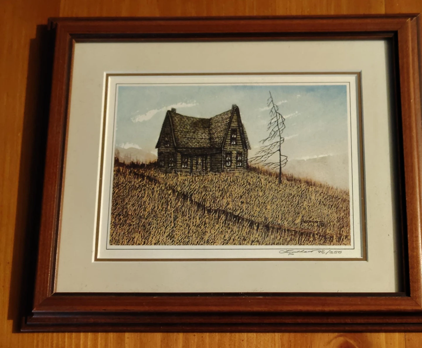 Framed Print "Log Cabin on Hillside" 96/250