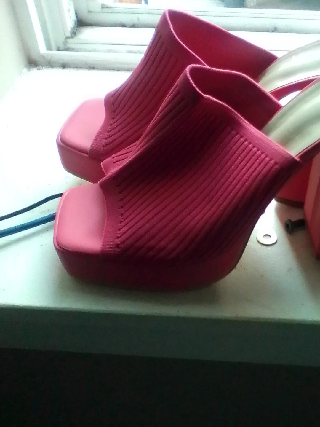 Women's Pink Sock Mules with Square Toe