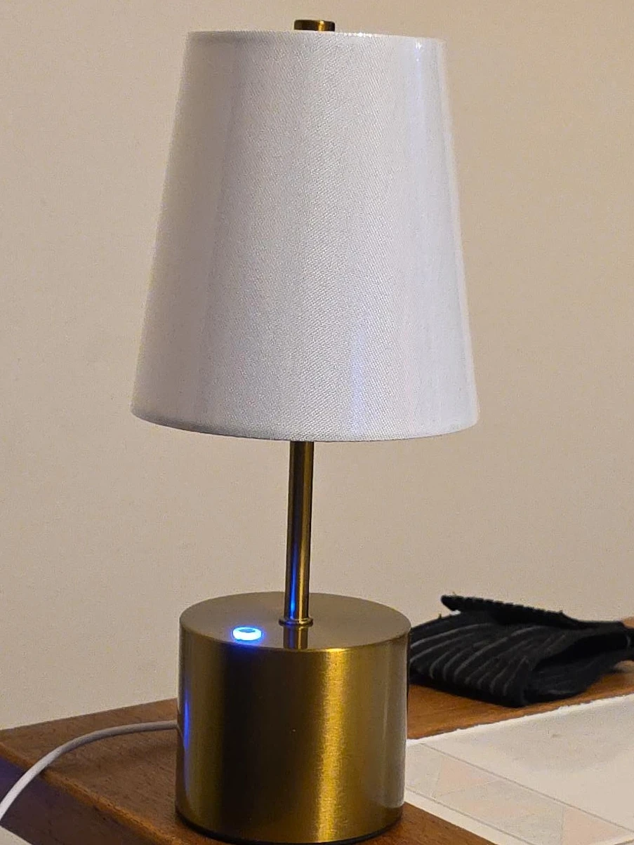 Gold Desk Lamp with White Shade