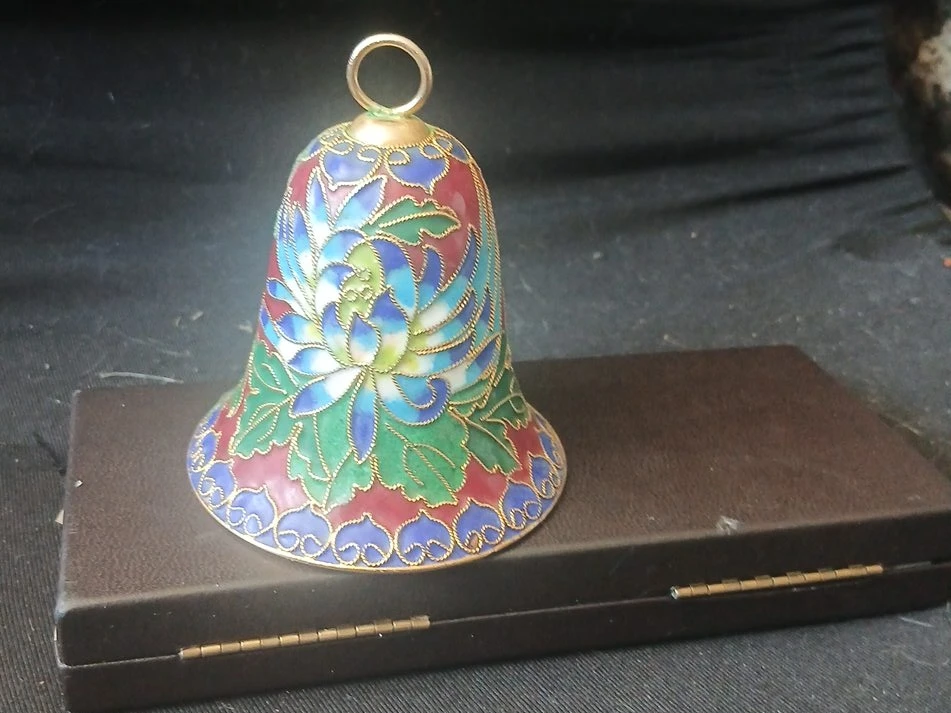 Vintage Cloisonné Bell with Floral Design