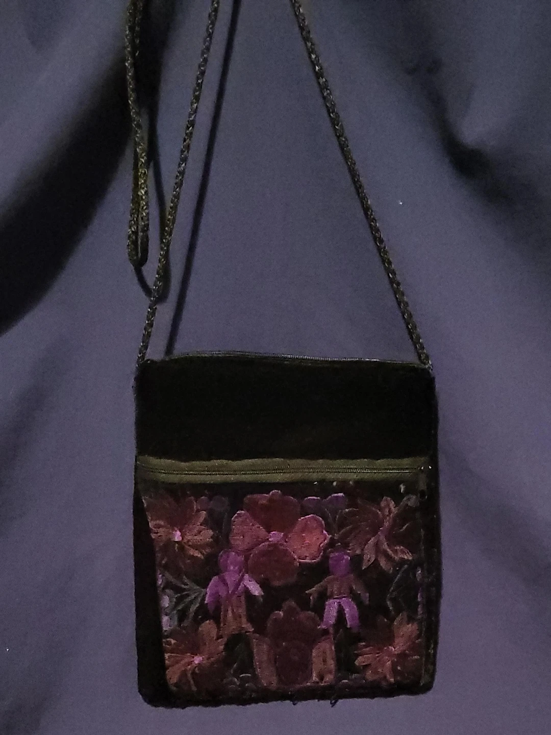 Embroidered Black Shoulder Bag