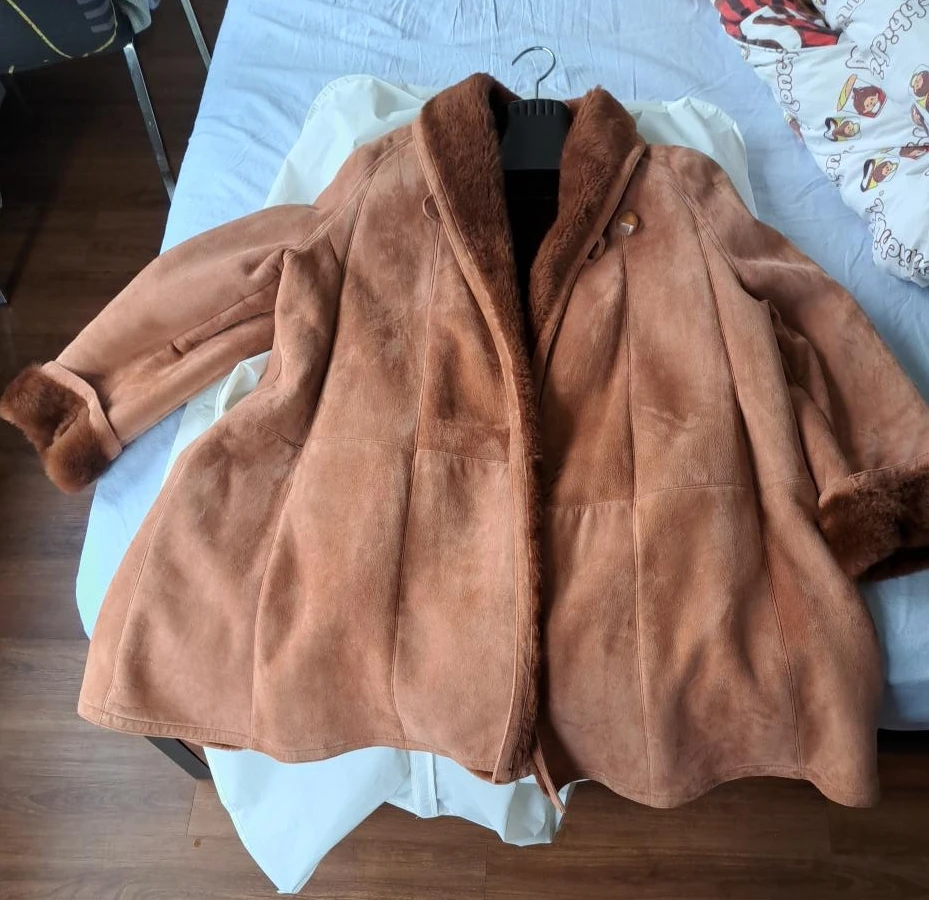 POZZI Brown Suede Shearling Lined Coat Size 44