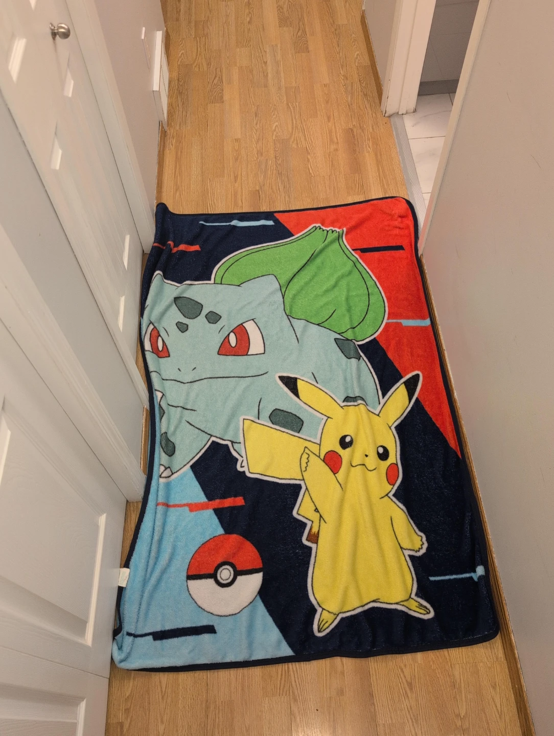 Pokemon Blanket featuring Pikachu and Bulbasaur