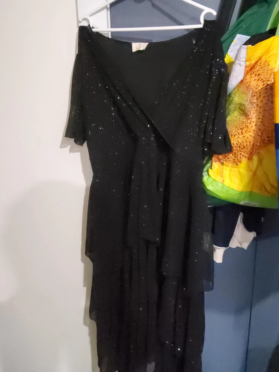 Black Sparkly Tiered Dress