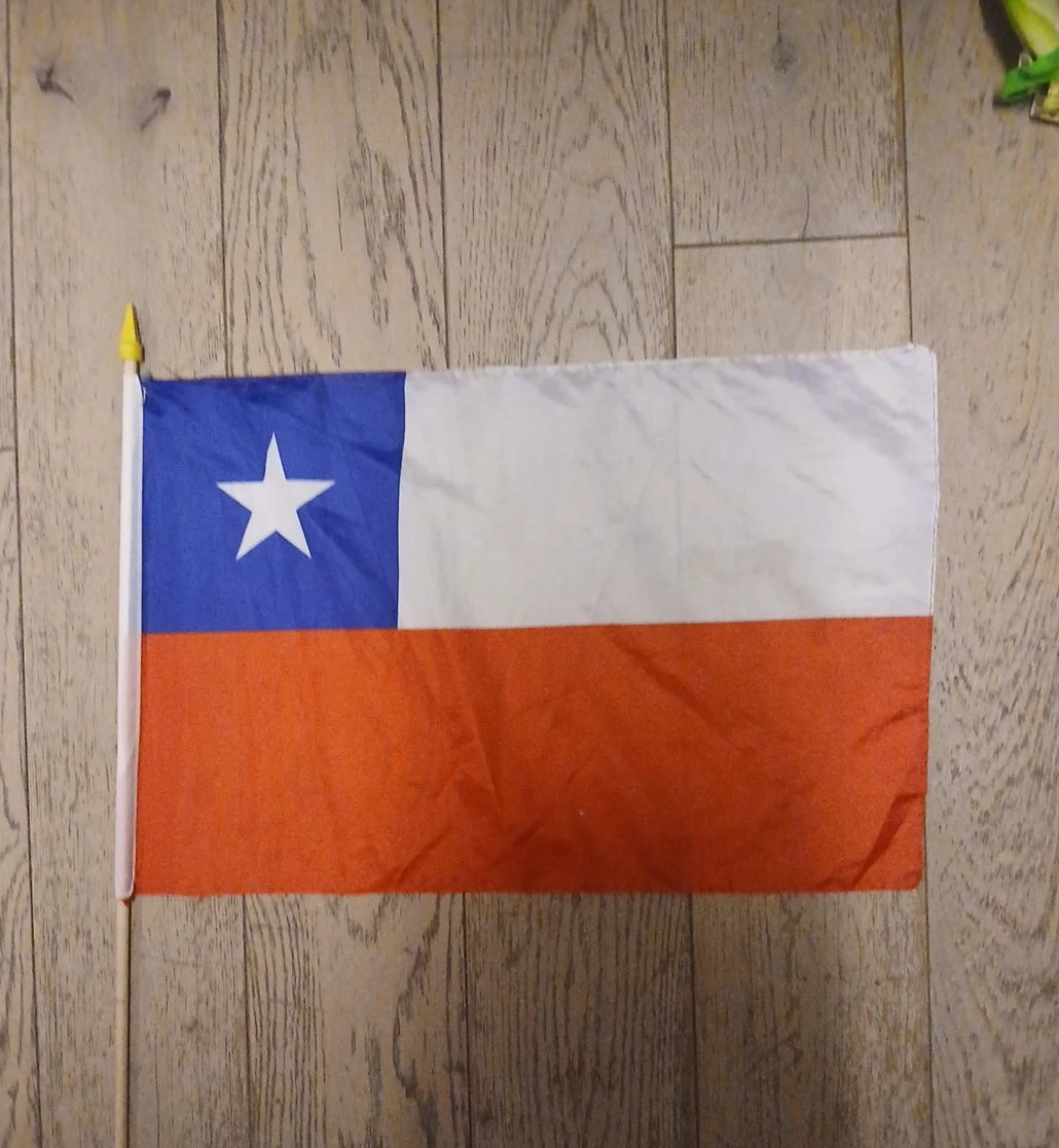 Chile Flag with Wooden Stick