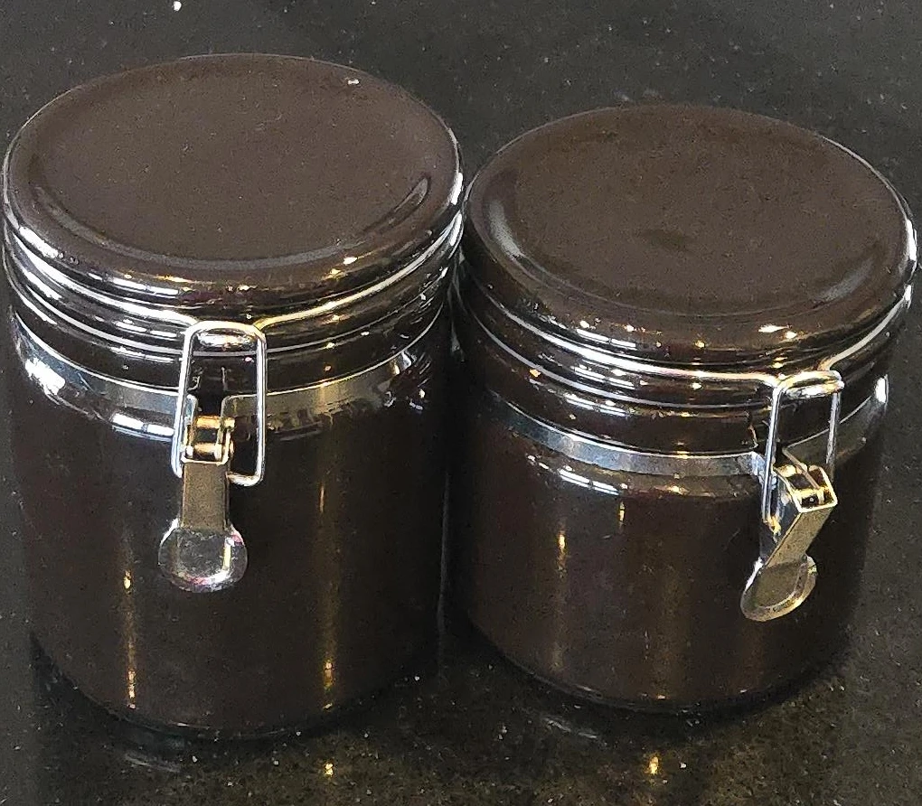 Set of 2 Dark Brown Glass Jars with Clip Lids