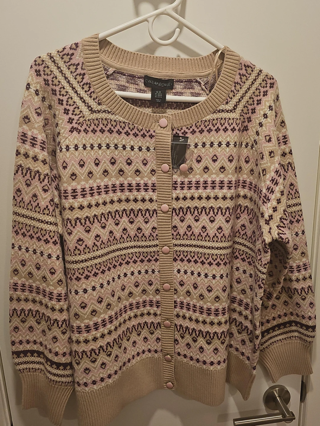 Cynthia Rowley Fair Isle Cardigan Sweater 2x
