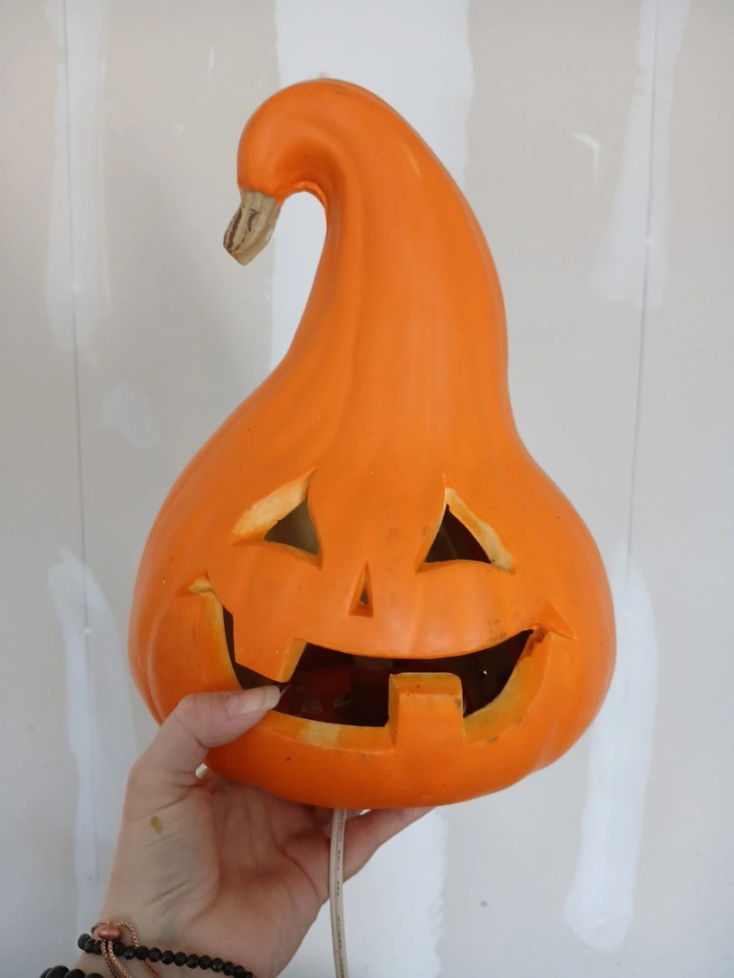 Orange Halloween Jack-o'-lantern Ceramic Lamp