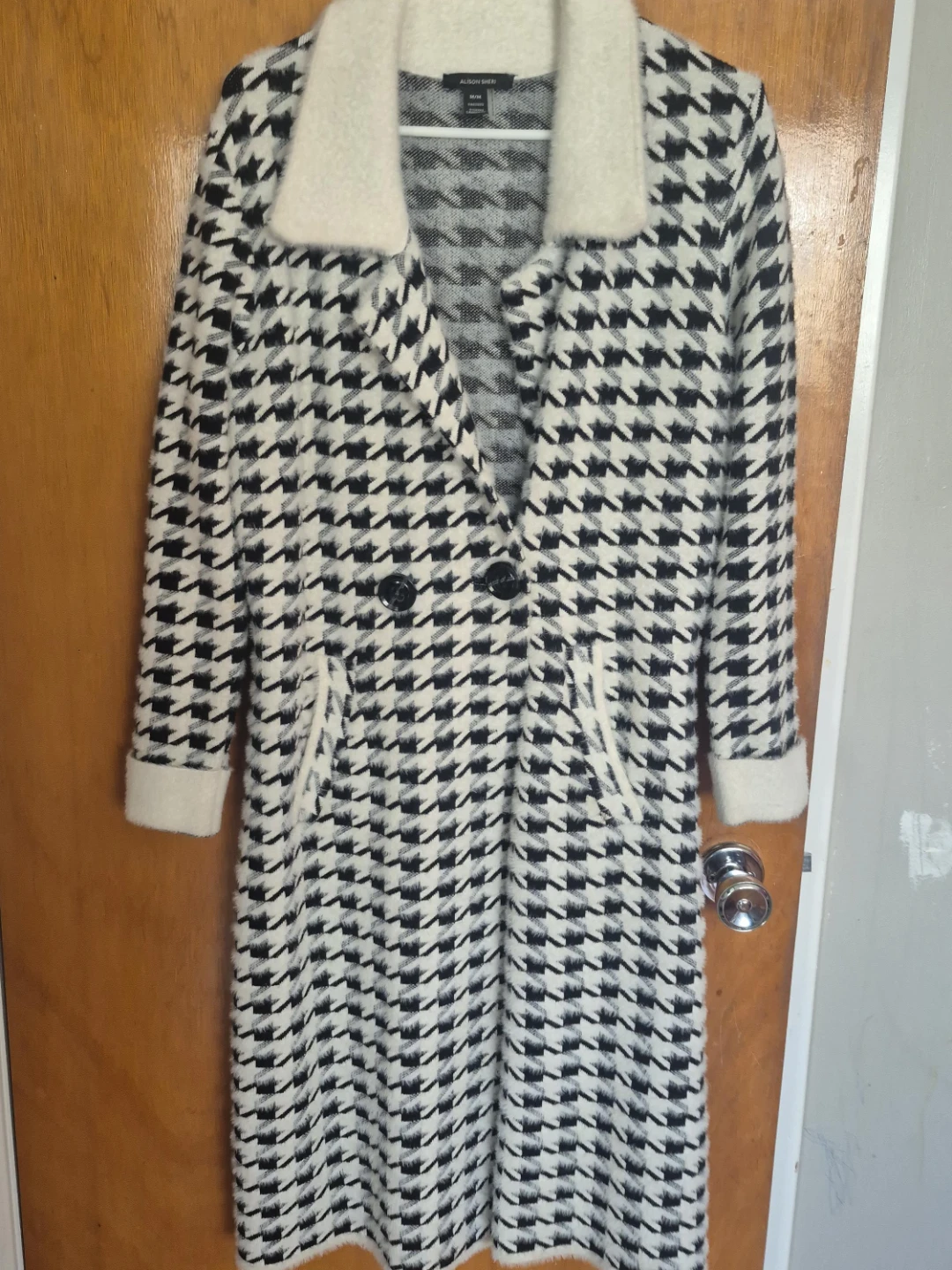 Alison Sheri Black and White Houndstooth Coat - M/M
